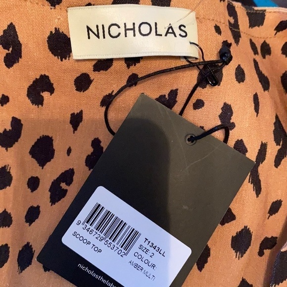 Nicholas Shirt NWT Leopard Tencil Crop Top in Amber New 2 - Picture 9 of 12